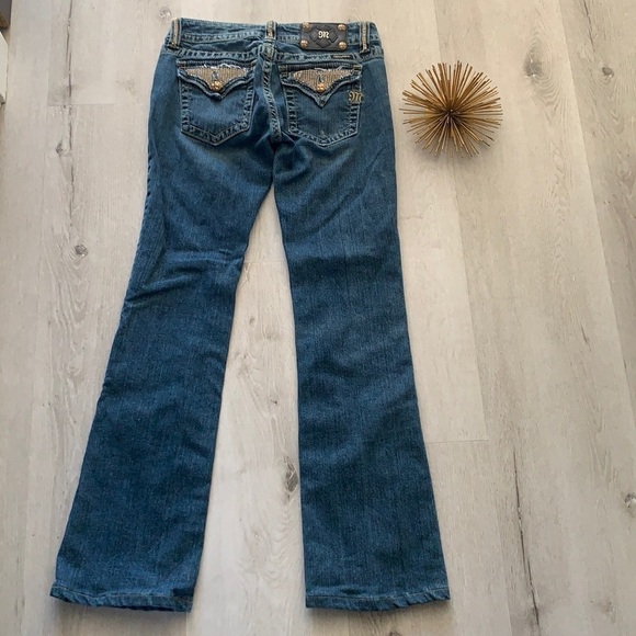 Miss Me Gold Digger Boot Cut Jeans JP5023-6 boot embellished‎ rhinestone size 28 - Picture 3 of 16